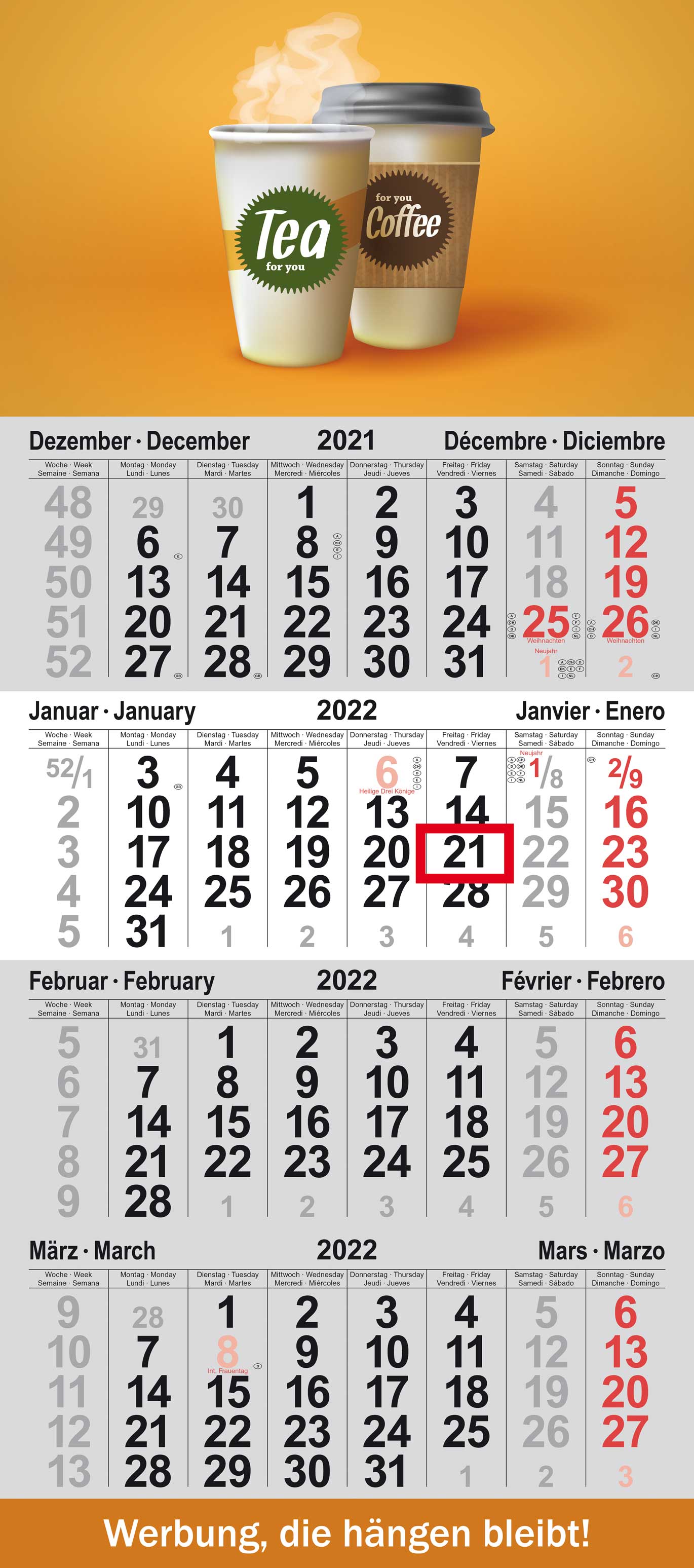 4-month calendar S-Format