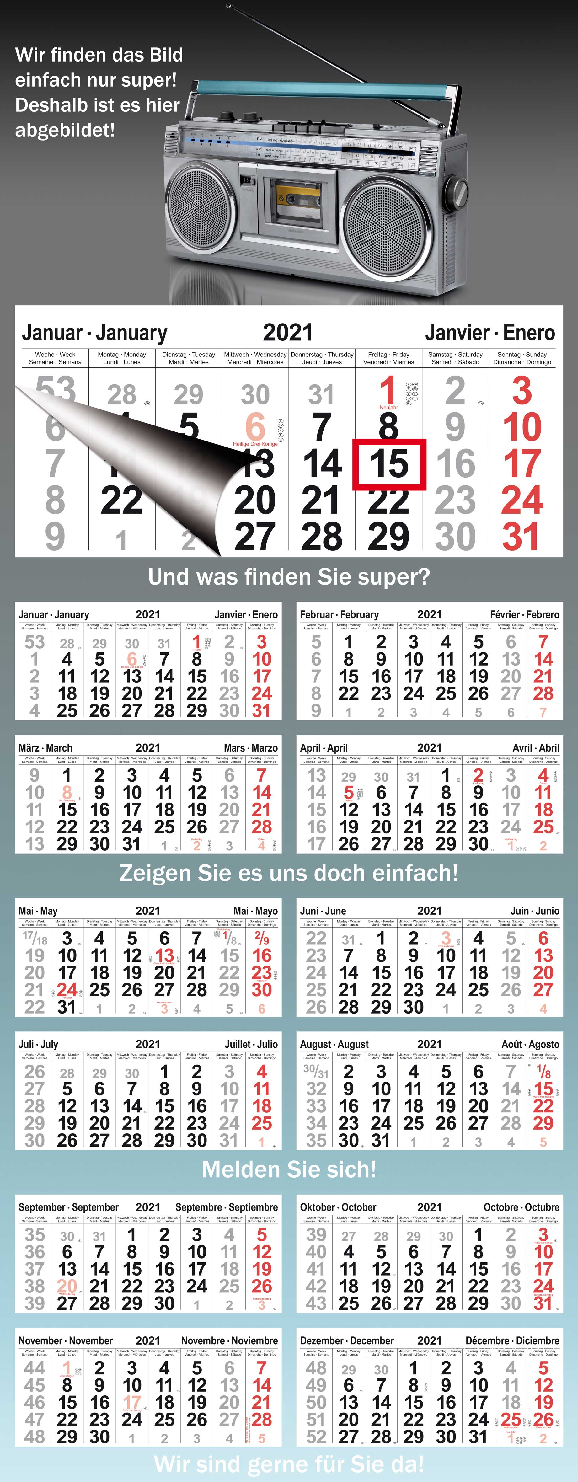 One-block-calendar VISTAS L-Format