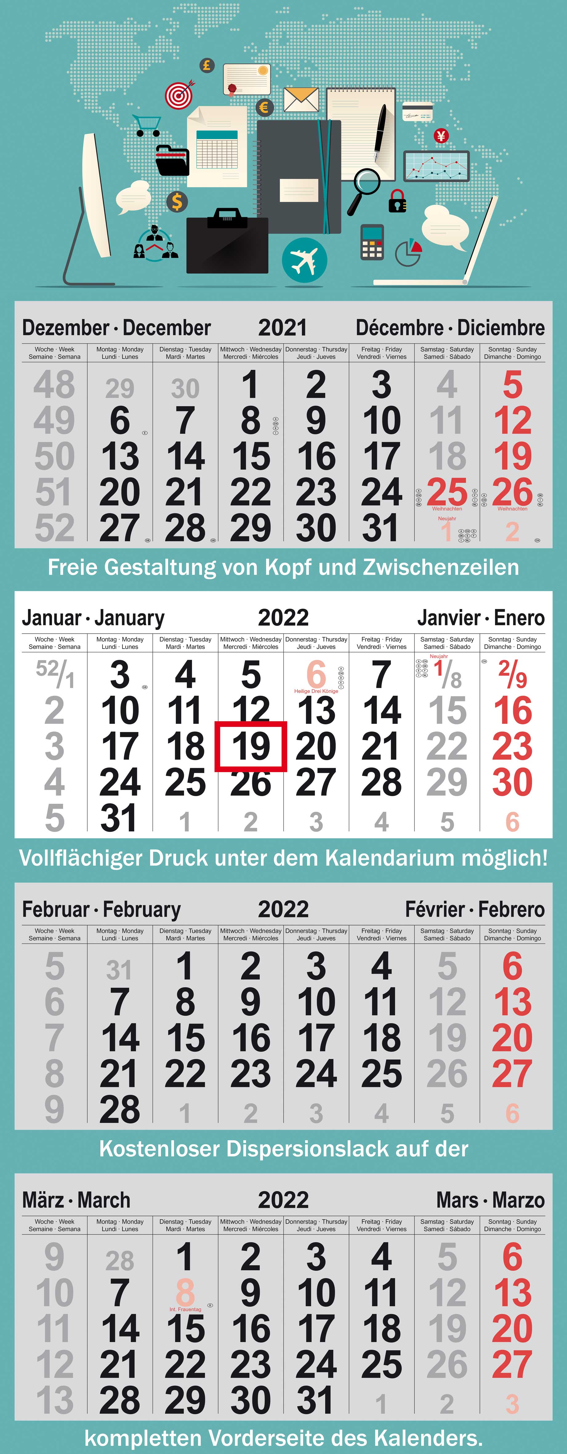 4-month calendar large