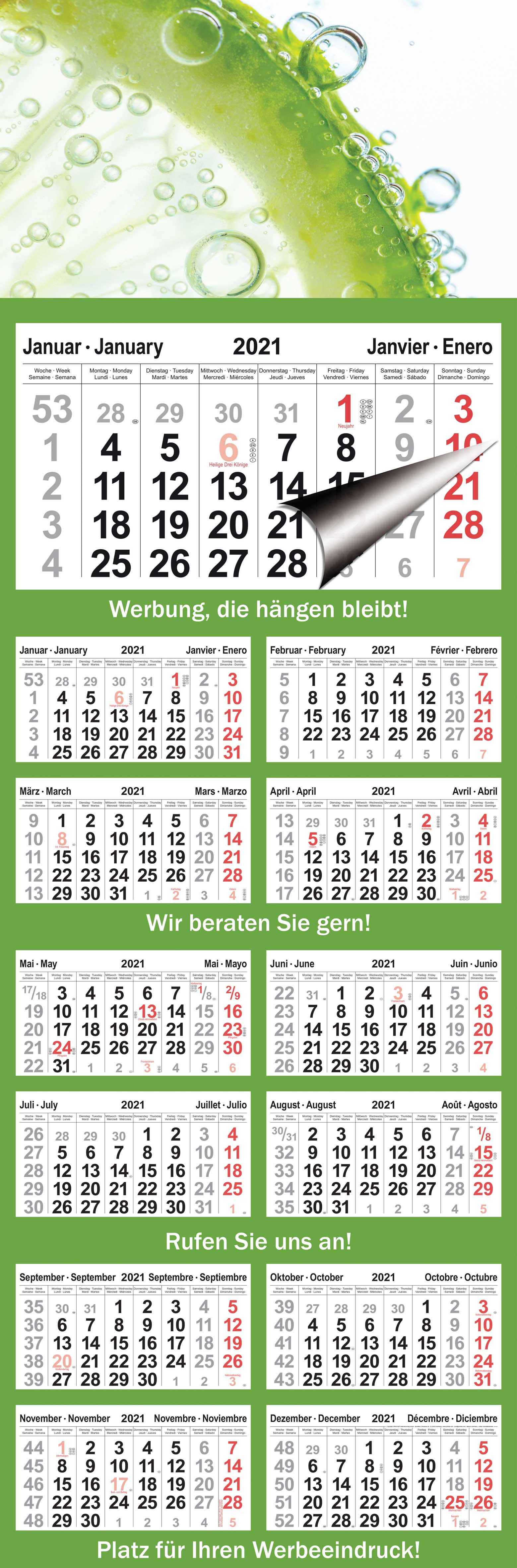 One-block-calendar VISTAS medium